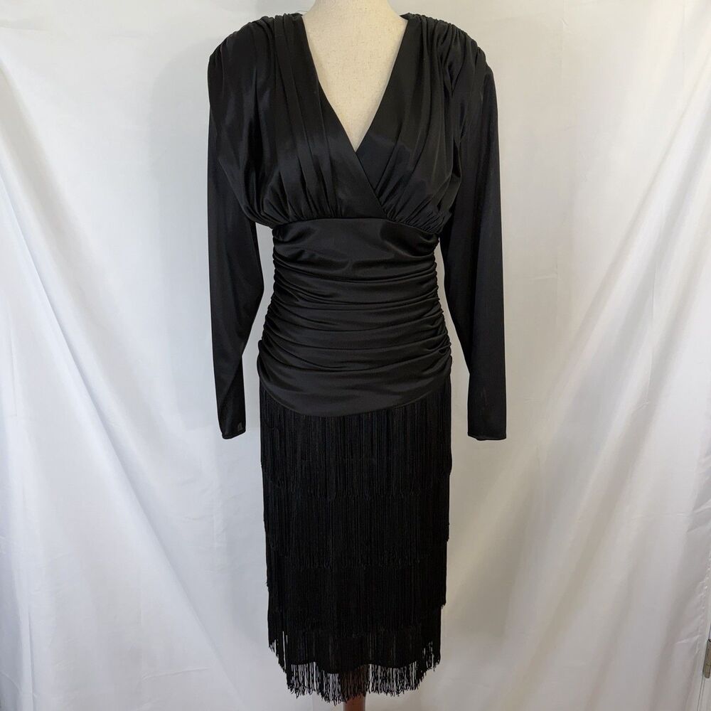 Cheryl Kaye Vintage Tiered Fringe Flapper Cocktail Dress Size S?
